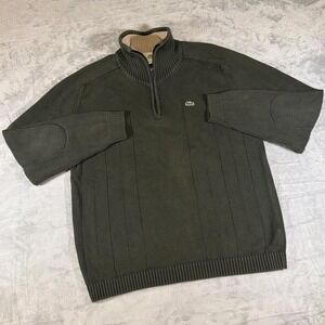 Vintage Old Money Lacoste Quarter Zip Sweater | Olive Green | Size 5